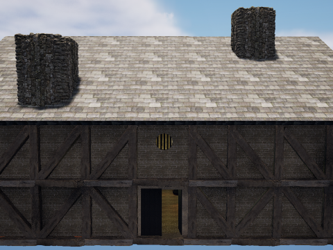Big Celtic Medieval Tavern 3 Rooms Exterior Interior Modelo 3D