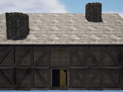 Big Celtic Medieval Tavern 3 Rooms Exterior Interior 3D Model