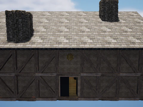 Big Celtic Medieval Tavern 3 Rooms Exterior Interior 3D Model