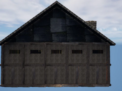 Big Celtic Medieval Tavern 3 Rooms Exterior Interior 3D Model