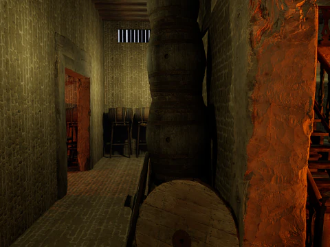 Big Celtic Medieval Tavern 3 Rooms Exterior Interior 3D Model