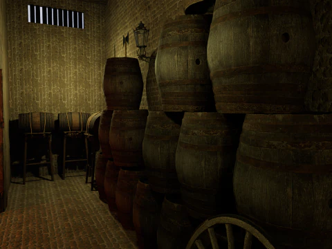 Big Celtic Medieval Tavern 3 Rooms Exterior Interior 3D Model