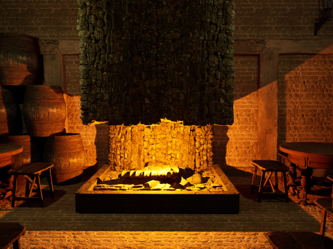 Big Celtic Medieval Tavern 3 Rooms Exterior Interior Modelo 3D