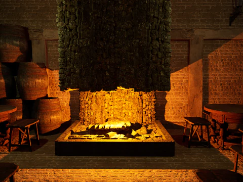 Big Celtic Medieval Tavern 3 Rooms Exterior Interior 3D Model