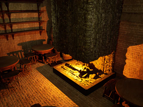 Big Celtic Medieval Tavern 3 Rooms Exterior Interior 3D Model