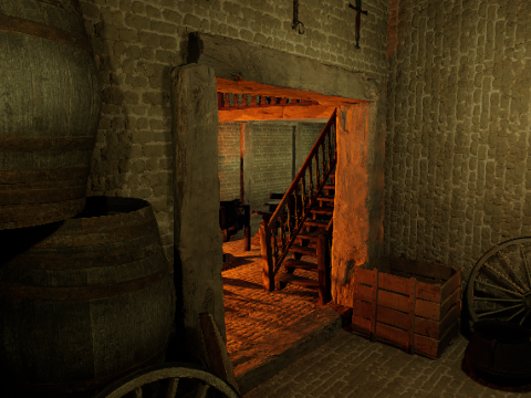 Big Celtic Medieval Tavern 3 Rooms Exterior Interior Modelo 3D