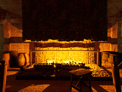 Big Celtic Medieval Tavern 3 Rooms Exterior Interior 3D Model