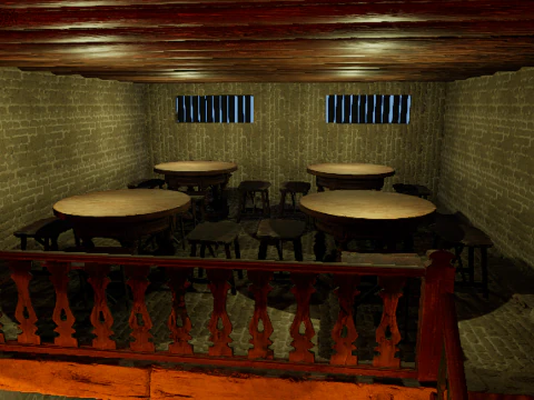 Big Celtic Medieval Tavern 3 Rooms Exterior Interior 3D Model