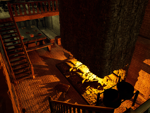 Big Celtic Medieval Tavern 3 Rooms Exterior Interior Modelo 3D