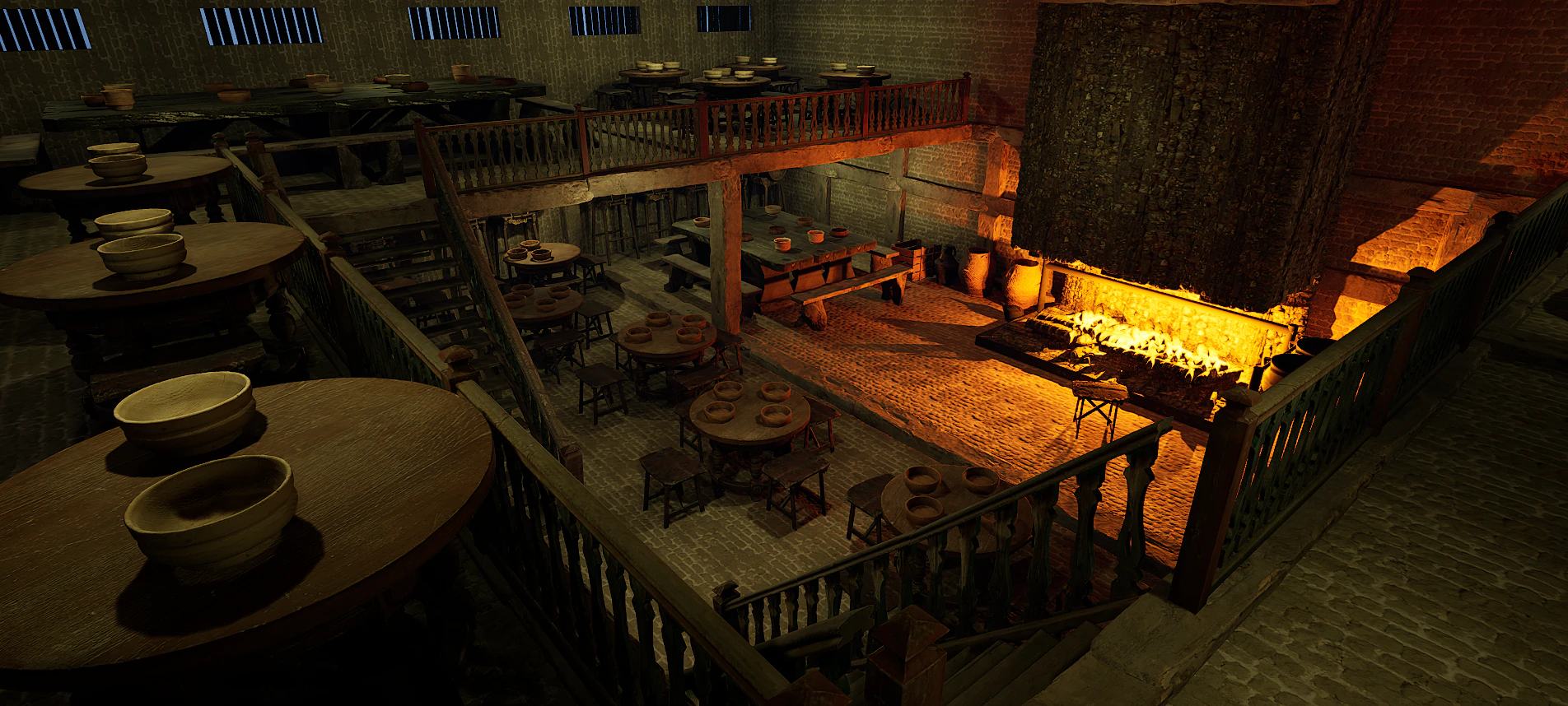 Mega Celtic Medieval Tavern Two Storey Exterior Interior 3D Model .c4d .max .obj .3ds .fbx .stl .blend 