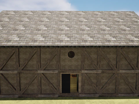 Mega Celtic Medieval Tavern Two Storey Exterior Interior 3D Model