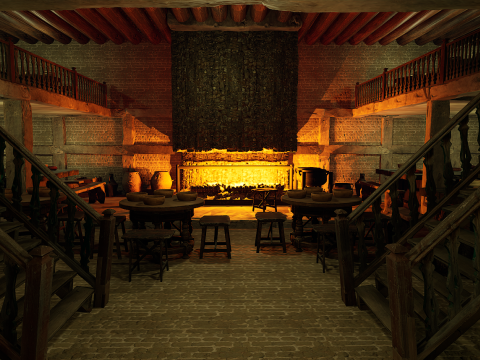 Mega Celtic Medieval Tavern Two Storey Exterior Interior Modelo 3D