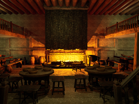 Mega Celtic Medieval Tavern Two Storey Exterior Interior Modelo 3D