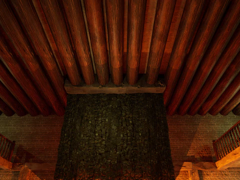 Mega Celtic Medieval Tavern Two Storey Exterior Interior 3D Model