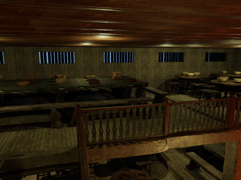 Mega Celtic Medieval Tavern Two Storey Exterior Interior 3D Model