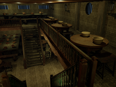 Mega Celtic Medieval Tavern Two Storey Exterior Interior Modelo 3D