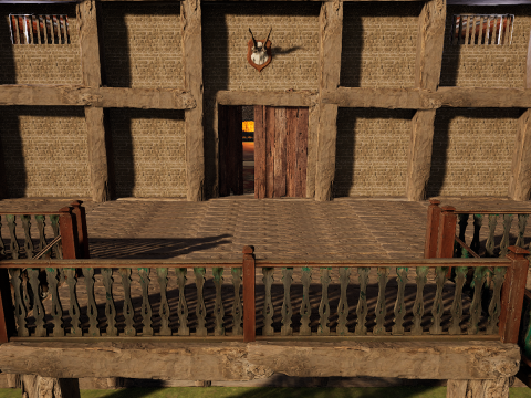 Medieval Celtic Village House and Barn Exterior Interior Modèle 3D