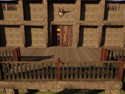 Medieval Celtic Village House and Barn Exterior Interior 3D Model