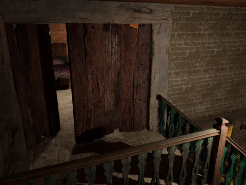 Medieval Celtic Village House and Barn Exterior Interior 3D Model
