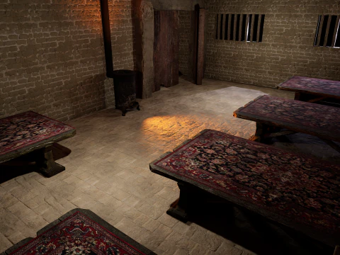 Medieval Celtic Village House and Barn Exterior Interior 3D Model