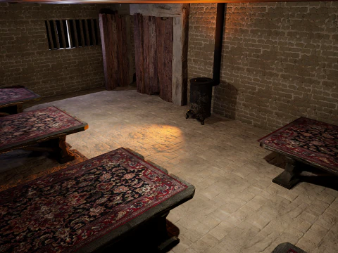 Medieval Celtic Village House and Barn Exterior Interior 3D Model