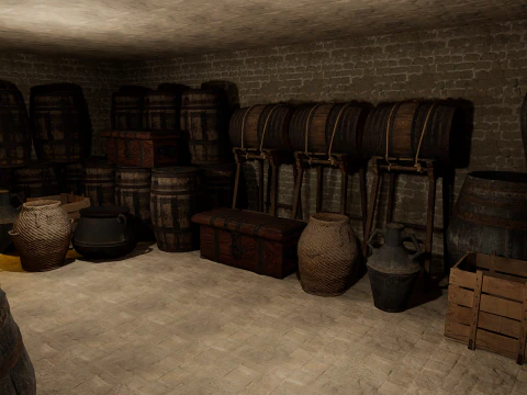 Medieval Celtic Village House and Barn Exterior Interior 3D Model