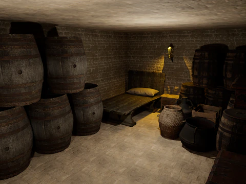 Medieval Celtic Village House and Barn Exterior Interior 3D Model