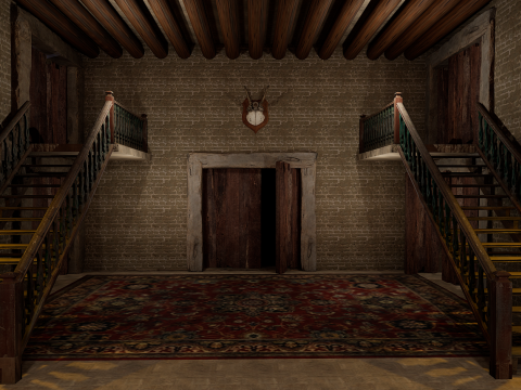 Medieval Celtic Village House and Barn Exterior Interior Modèle 3D