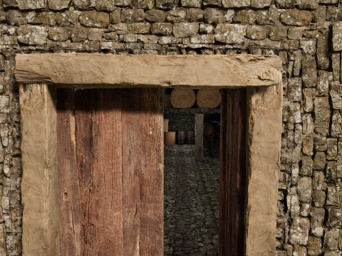 Medieval Celtic Village House and Barn Exterior Interior 3D Model