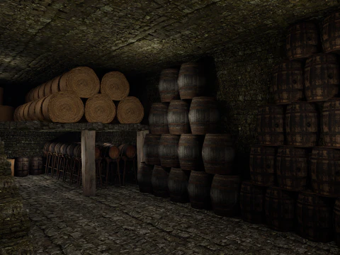 Medieval Celtic Village House and Barn Exterior Interior 3D Model