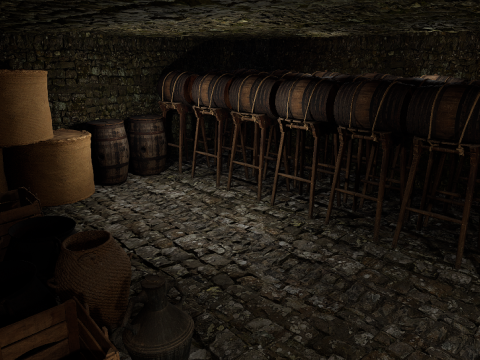 Medieval Celtic Village House and Barn Exterior Interior Modèle 3D