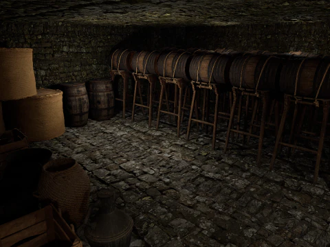 Medieval Celtic Village House and Barn Exterior Interior 3D Model