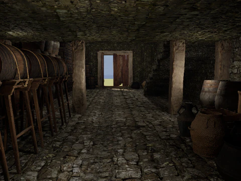 Medieval Celtic Village House and Barn Exterior Interior 3D Model