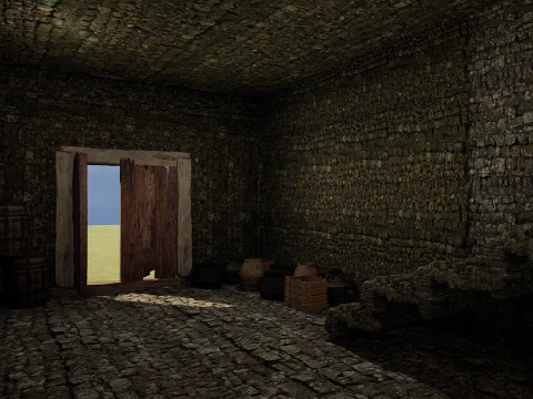 Medieval Celtic Village House and Barn Exterior Interior 3D Model