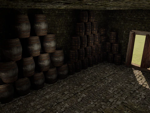 Medieval Celtic Village House and Barn Exterior Interior 3D Model