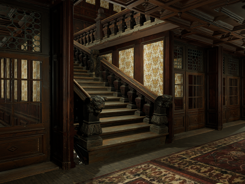 Victorian Hotel Mansion Manor Mega Five Storey 3D Model