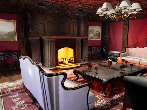 Elite Cozy Victorian Living Room 3D Model