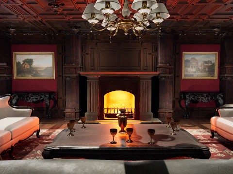 Elite Cozy Victorian Living Room 3D Model