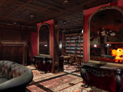 Elite Cozy Victorian Living Room 3D Model