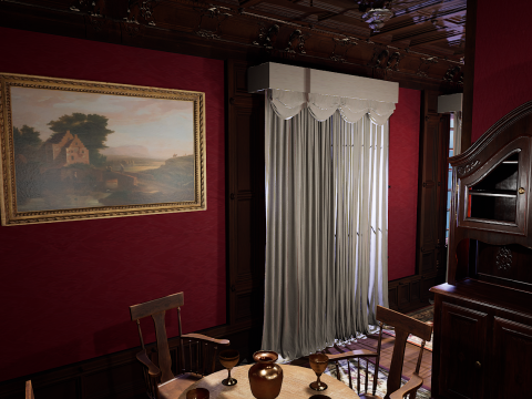 Elite Cozy Victorian Living Room 3D Model