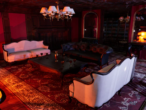 Elite Cozy Victorian Living Room 3D Model