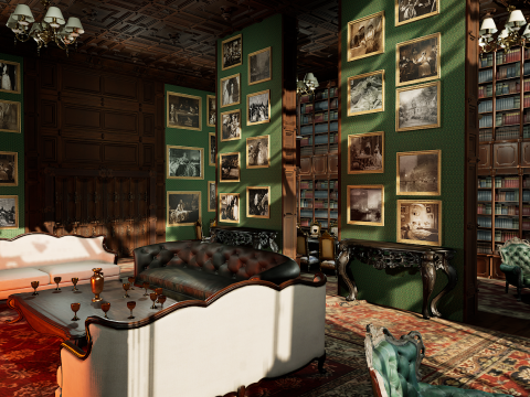 Big Modern Victorian House Room 3D Model