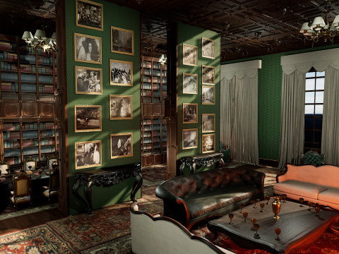 Big Modern Victorian House Room 3D 模型