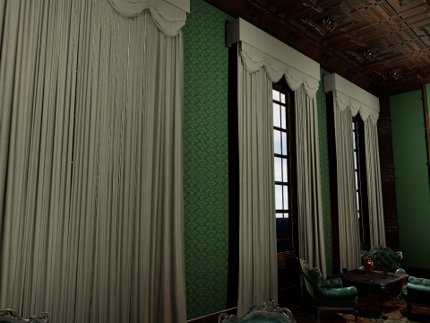 Big Modern Victorian House Room 3D 模型