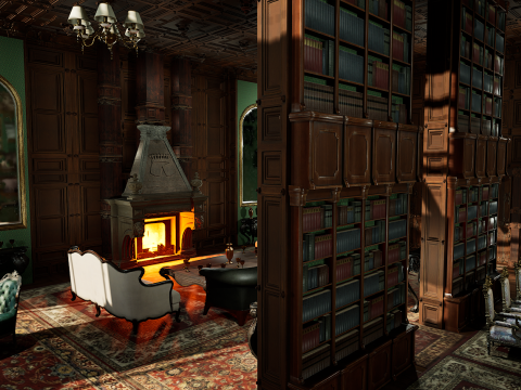 Big Modern Victorian House Room 3D 模型