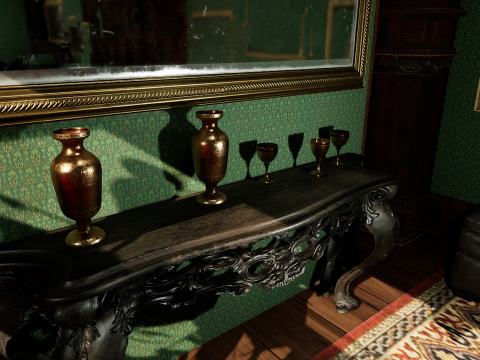 Big Modern Victorian House Room 3D 模型