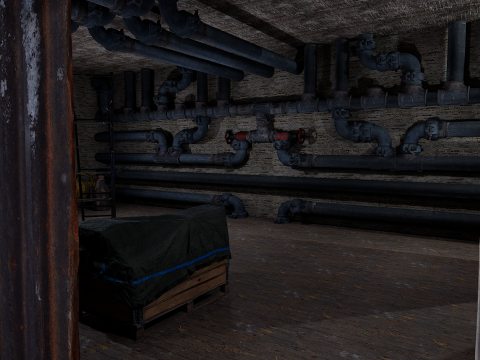 Rusty Dark Horror Basement Floor 3 Room 3D मॉडल