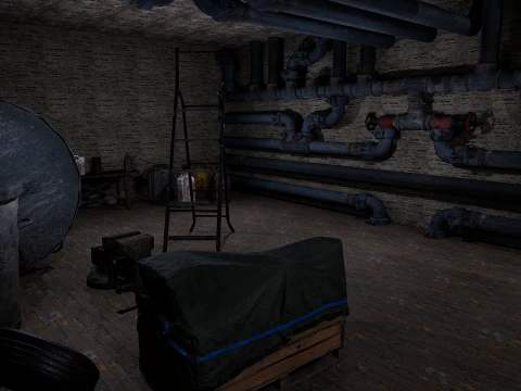 Rusty Dark Horror Basement Floor 3 Room 3D Model