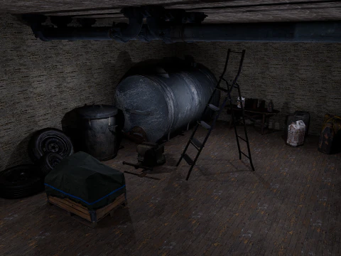 Rusty Dark Horror Basement Floor 3 Room 3D Model