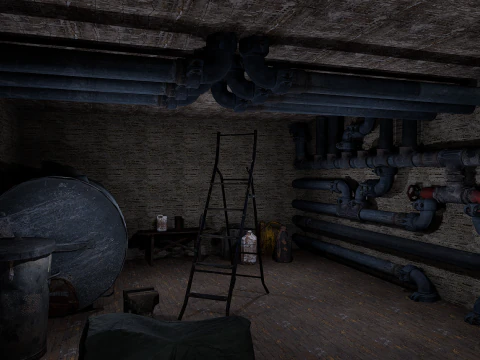 Rusty Dark Horror Basement Floor 3 Room 3D Model